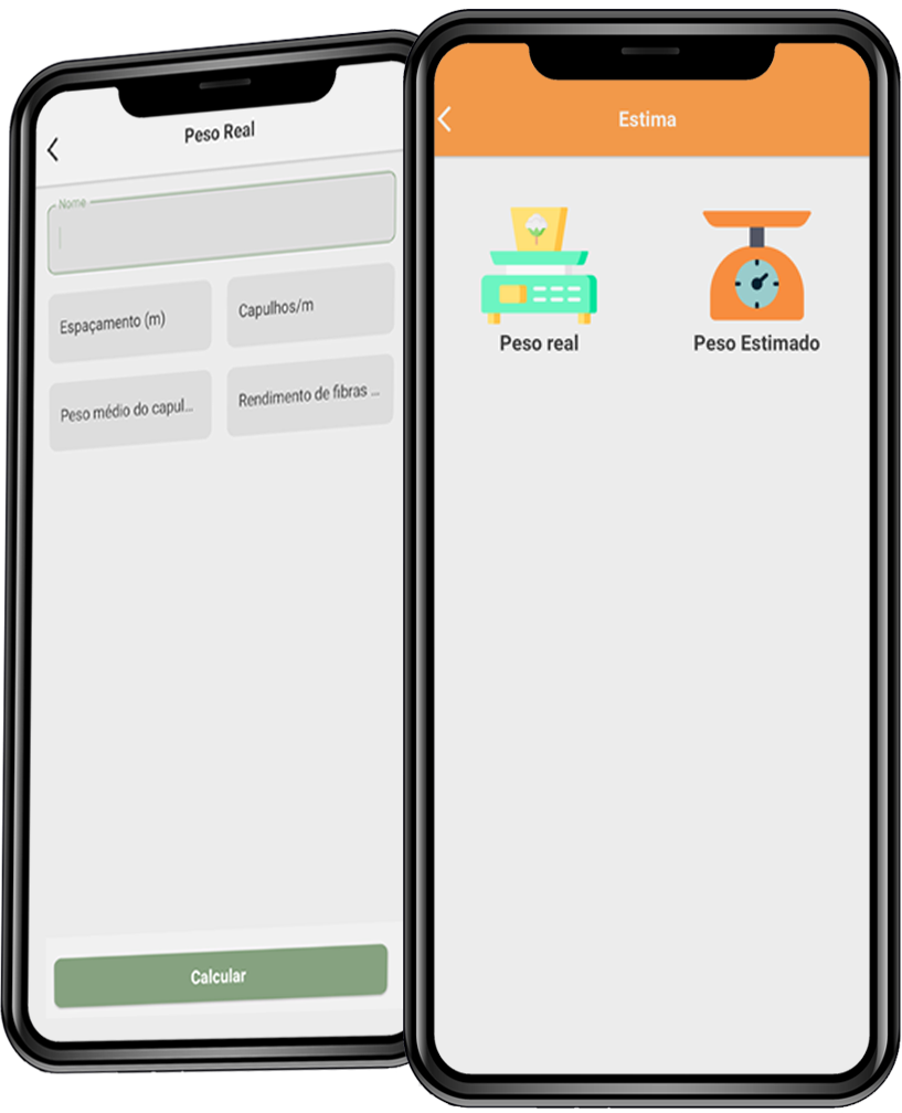 Tela do app Estima com estimativa de produtividade do algodão